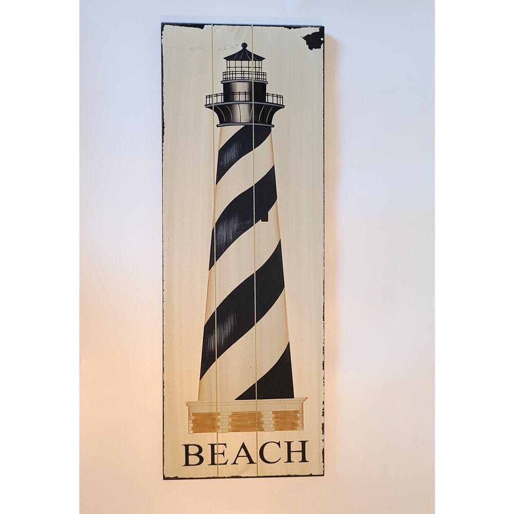 Cape Hatteras Lighthouse Outer Banks OBX Wood Sign 20x7 Beach Distressed